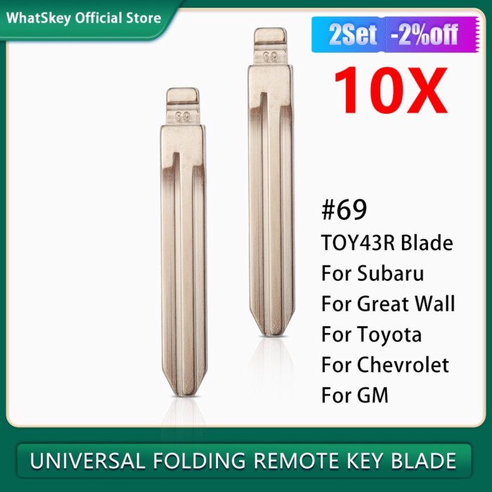 10PCS Uncut Blank Key #69 KD MINI/KD900 Remote TOY43R Blade For Subaru XV For Great Wall For Chevro