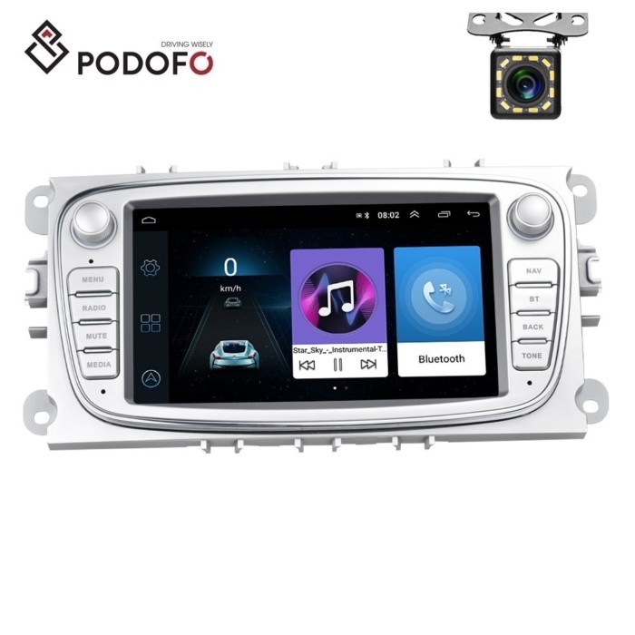 Podofo Android 8.1 2G + 32G Car Video Autoradio 7'' Car Multimedia Player GPS Navigation WIFI MP5 B