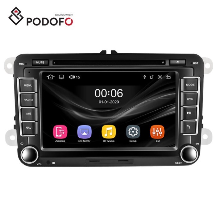 (AU Stock) Podofo Car DVD Player Autoradio 2 DIN Carplay Android Auto GPS Navi BT For VW/GOLF 5/PAS