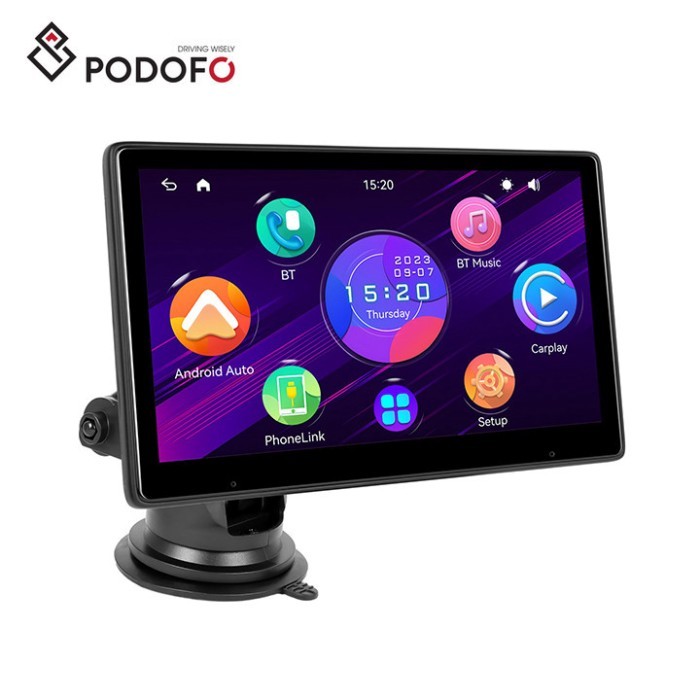 Podofo Portable 10.1 Inch IPS Screen Auto Radio Smart Screen Player Wireless Carplay/Android Auto/W