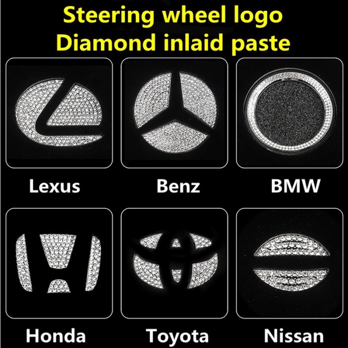 Suitable for steering wheel logo sticker Jeep Cadillac Lexus Mazda Kia Nissan Tesla crystal interio