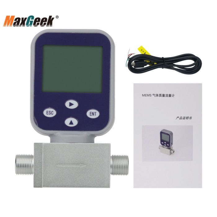 Maxgeek 0-50L/min Hydrogen Gas Flow Meter Miniature Thermal Gas Flow Meter Mass Gas Flow Meter with