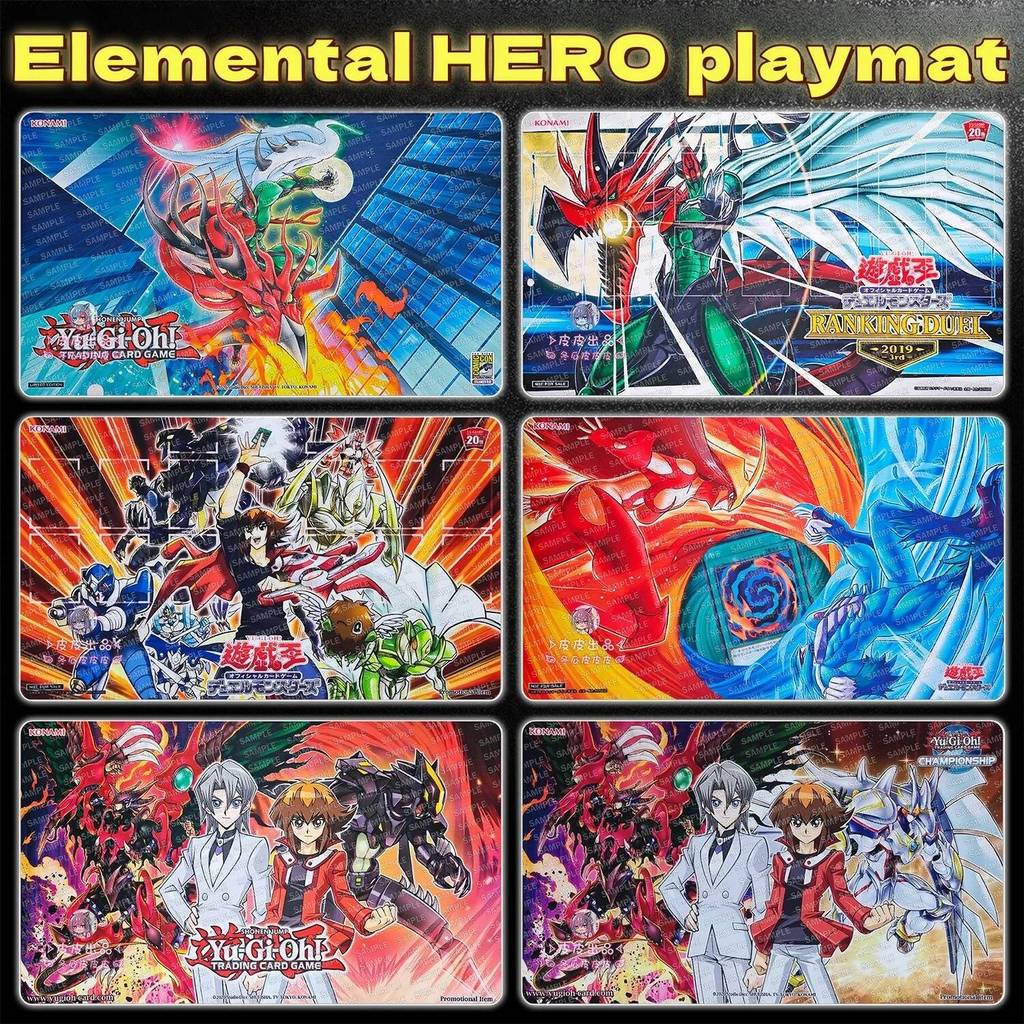 11models Yu-Gi-Oh! 600x350mm Elemental HERO Trading Card Playmat Diy Judai Yuki Card Grid ผู้เล่นเดี