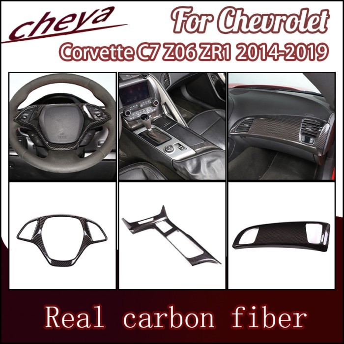 For Chevrolet Corvette C7 Z06 ZR1 2014-2019 ABS Plastic Carbon Fiber Pattern Car Interior Center co