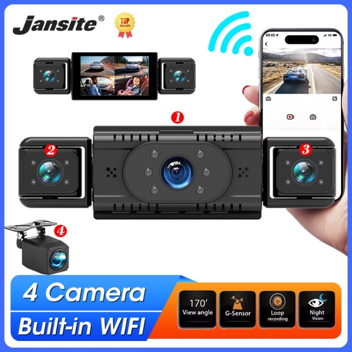 New Mini Dash Cam Car Camera DVR 4 Channel Recording Night Vision Video Recorder Built-In Wi-Fi Sup