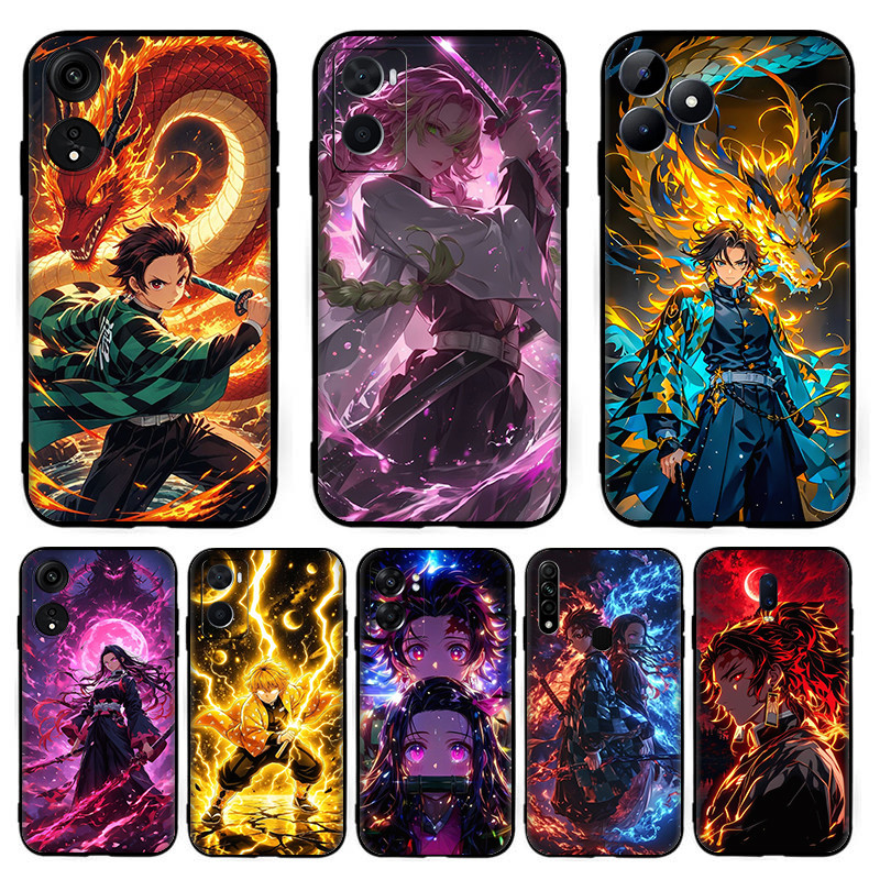 ซิลิโคนสีดําเคสโทรศัพท์TPU Anime Demon Slayer [T-1] สําหรับOPPO R9 F1 Plus R9S Reno 2 2Z 2F 3 4 Pro 