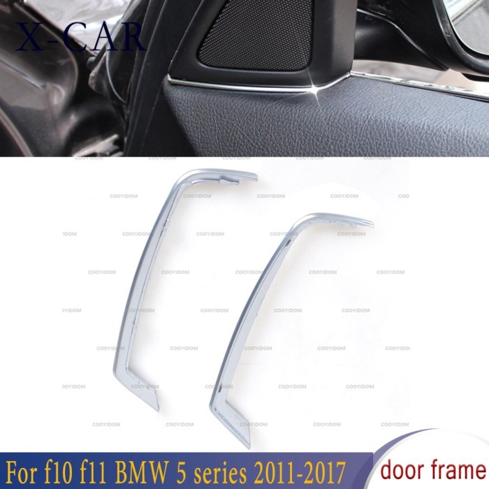 1Pair Door Tweeter Slot Plug Stickers Door Speakers Frame Trim Chrome Sequins For BMW 5 series F10