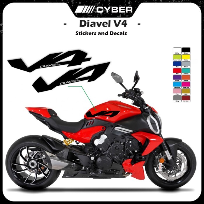 For Ducati Diavel V4 Hollow Fuel Tank Flower Stickers Motorcycle Fairing Shell Sticker Decal Diavel