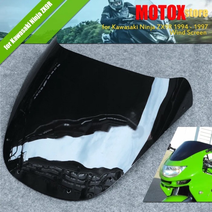 BLACK Motorcycle Windshield Windscreen Fit Fit for Kawasaki Ninja ZX9R 1994 - 1997 Wind Screen ZX-9