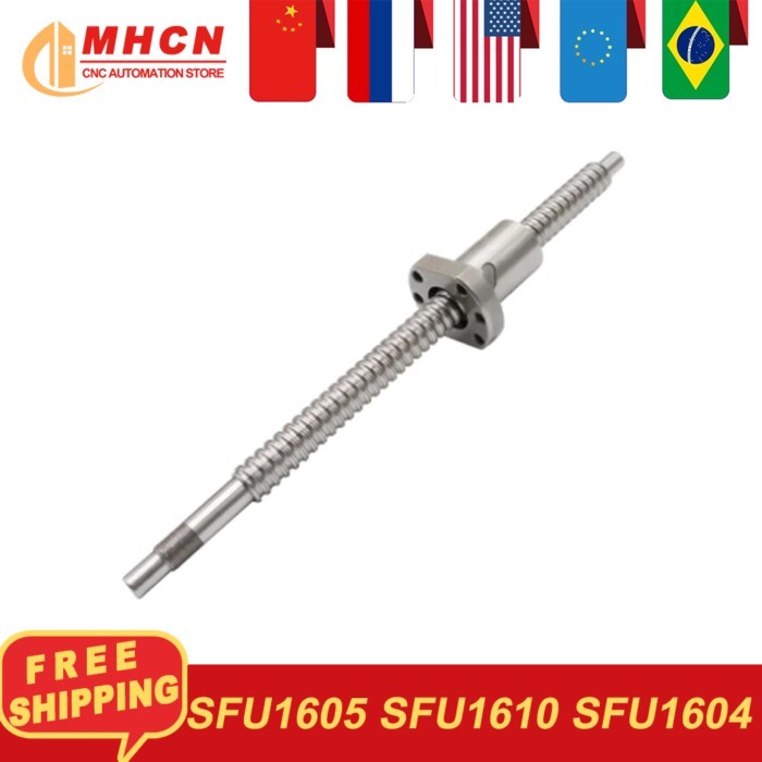 EU RU Warehouse C7 Ballscrew SFU1605 SFU1610 SFU1604 with Single Ballnut 1000-1600mm for CNC Parts