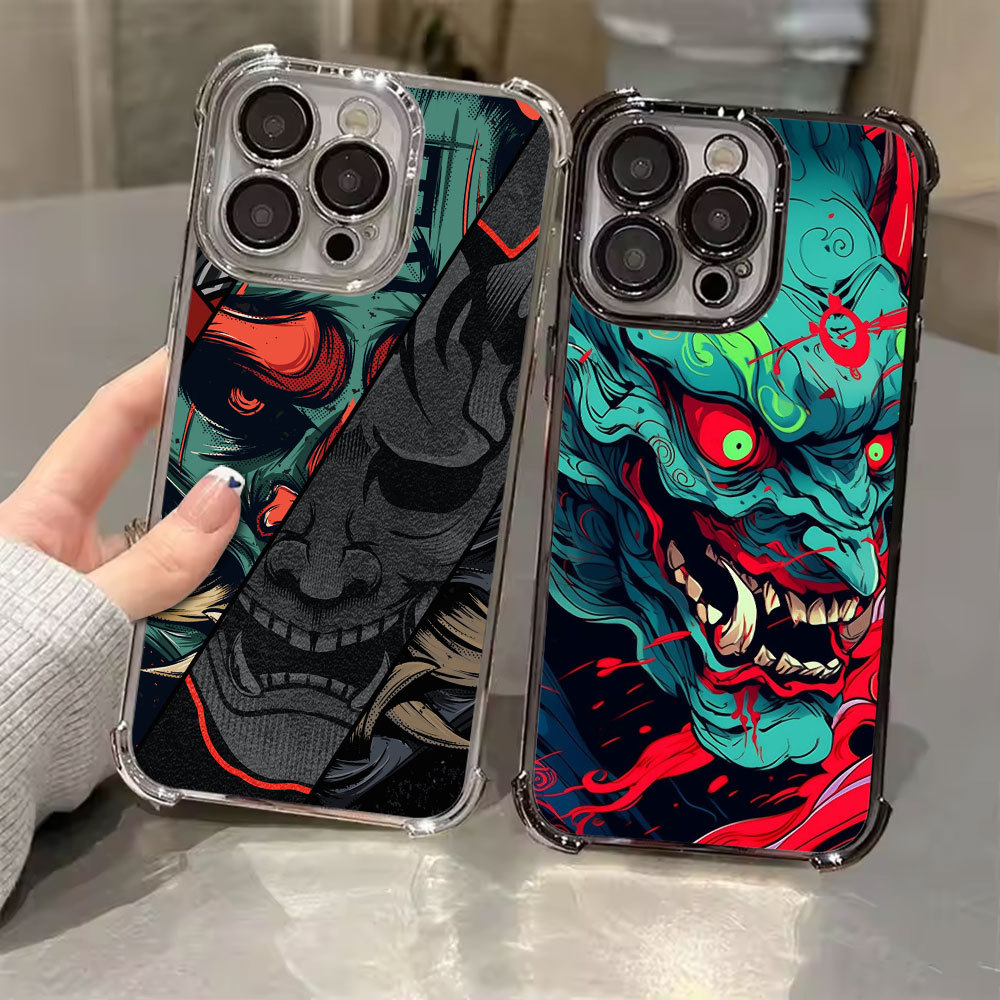 วัฒนธรรมญี่ปุ่น Oni Mask Samurai Electroplated สําหรับ Samsung A57 5G A37 A17 A07 Clear Casing Galax