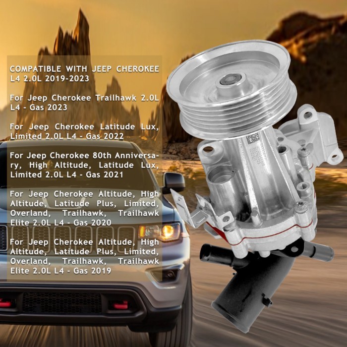 Engine Coolant Water Pump For Jeep Cherokee 2.0L L4 2019-2023 04893618AE 04893618AD 4893618AC 04893