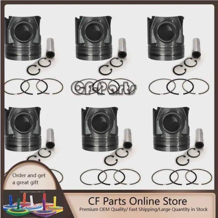 New 6 Sets STD Piston Kit With Ring 20451076 Fit For Volvo D12D Engine 131MM