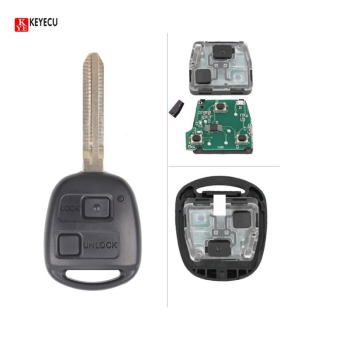 KEYECU Remote Key FOB 2 Button 433MHz 4D67 Chip For Toyota Prado Avensis Tarago 120 RAV4 Kluger 200