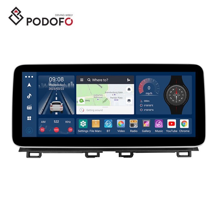 Podofo Android 8 Core Car Radio 12.3'' IPS Screen Autoradio For Mazda 3 2014-2016 Carplay/Android A