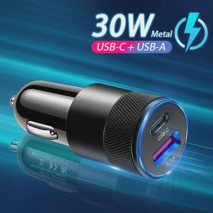 Mini USB C Car Charger 30W PD Phone Power Adapter For Iphone Xiaomi Samsung Fast Charging Cigarette