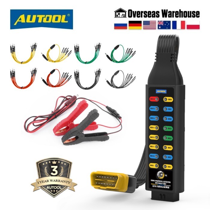 AUTOOL 16-Pin CAN OBD2 Breakout Box Automotive Diagnostic Protocol Detector BreakOut Box Tester OBD