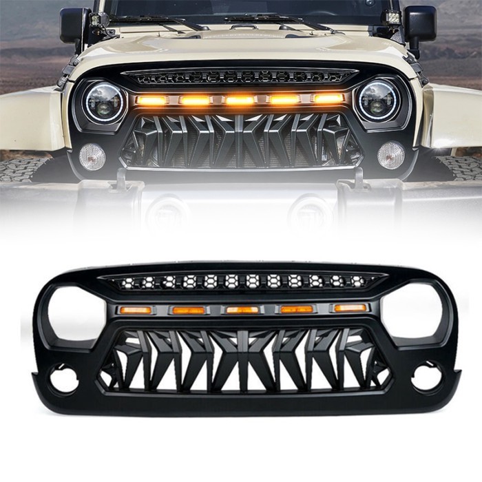 Front Grill For JEEP WRANGLER Jk Accessories 4x4 Offroad Grille With Light Factory Exterior Parts 2