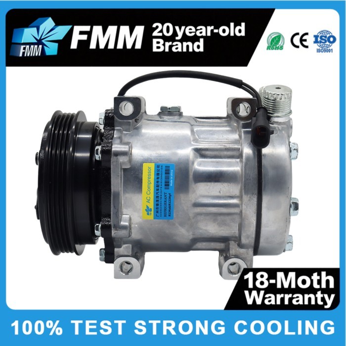12V Automotive Aircon Compressor SD7H15 Auto AC Compressor 4PK 84290377 for NEW HOLLAND T4 / T5 Car