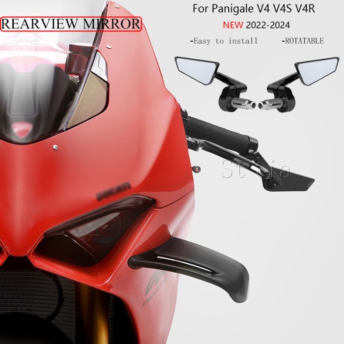 For Ducati Panigale V4 V4S V4R 2022-2024 Motorcycle Bike Handlebar Rear View Mirrors Aluminum Bar E