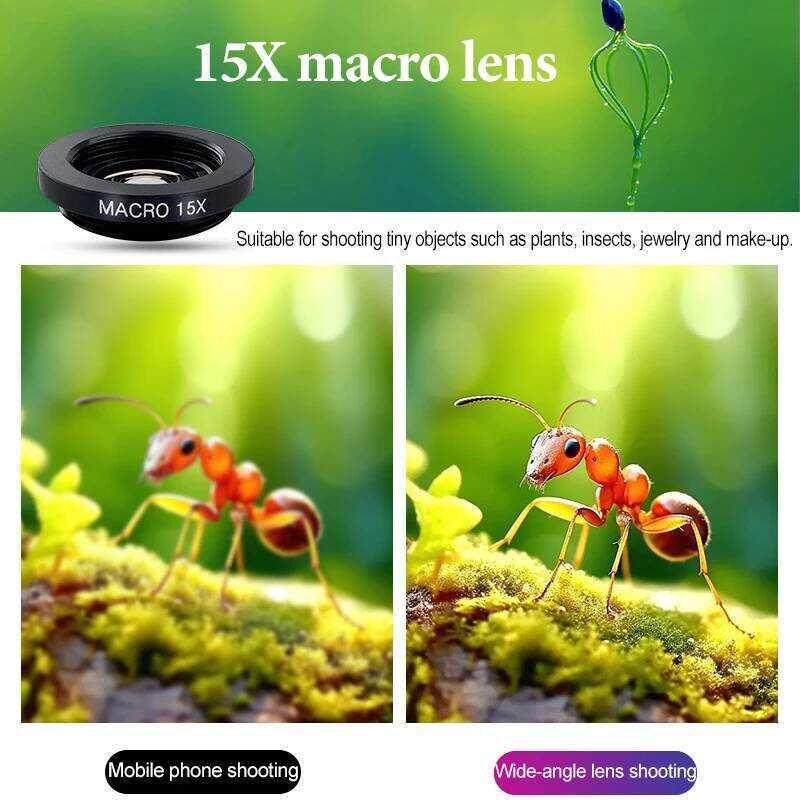 ▥ Macro Mobile Fish Eye Phone Camera Wide Angle Fisheye Lens For Smartphone