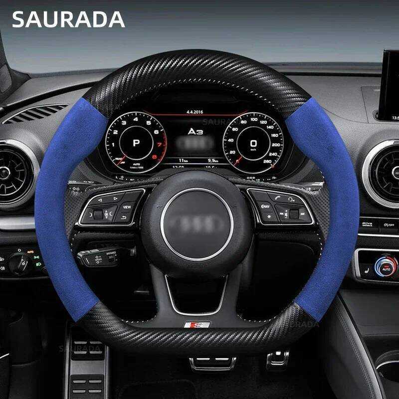 ▥ Car Steering Wheels Cover 38Cm 15" For Audi A1 A2 A3 A4 A5 A6 A7 A8 Q2 Q3 Q5 Q7 S1 S2 S3 S5 S