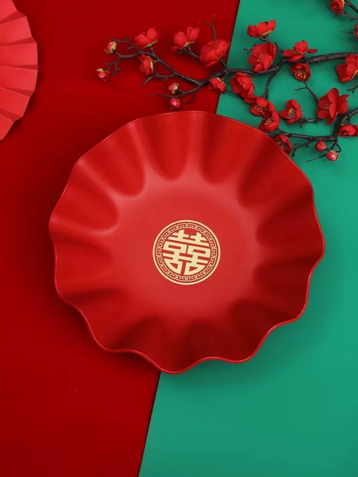 Decorative Platter for Fruit and Snack, Tray Plate for Serving Wedding, Chinese Candy Tea, Storage