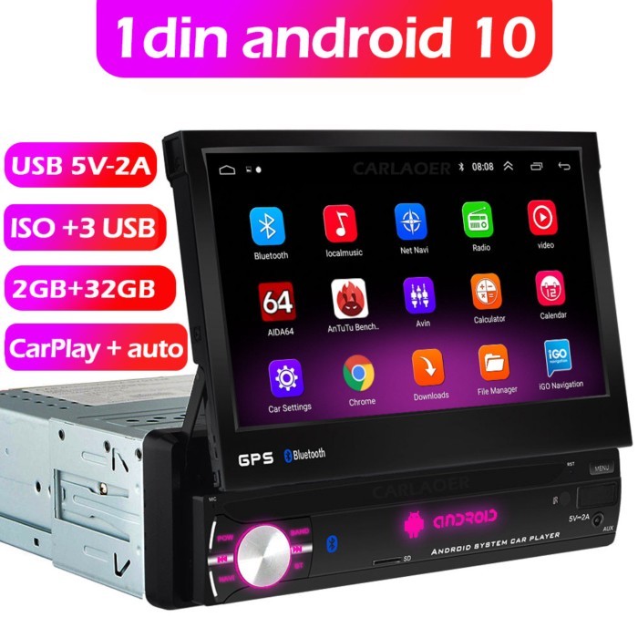 Android 10 1din Quad-Core Car GPS Navigation Player 7'' Universa Car Radio WiFi Bluetooth MP5 1 DIN