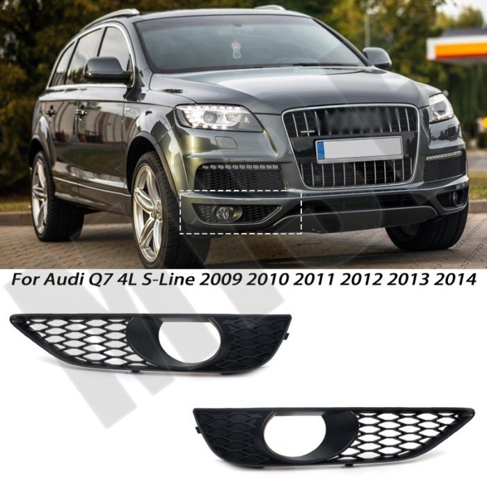 Car Left Right Front Bumper FogLight For Audi Q7 4L S-Line 2009 2010 2011 2012 2013 2014 Grilles Ra