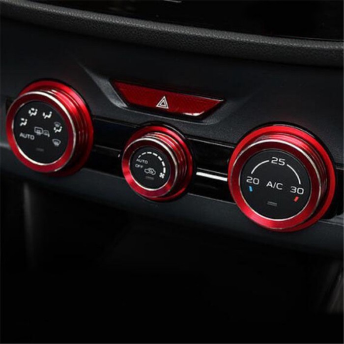 3Pcs/Set Car styling Air Conditioning Vol adjustment Knob Ring For Subaru XV Forester SK Outback Le