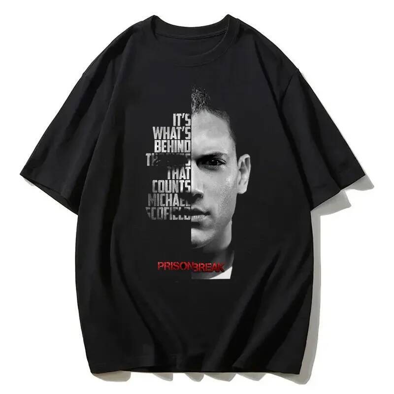 เสื้อยืดสไตล์วินเทจผู้ชาย แบบฉบับ Prison Break ลาย Michael Scofield สำหรับคนชอบ STREETWEAR