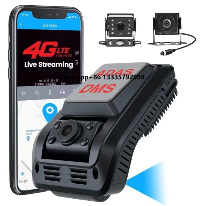 5G 4G Live Streaming 4ch Dash Cam with GPS Tracking 4 Way with ADAS DMS 1080P FHD DVR Video Event A