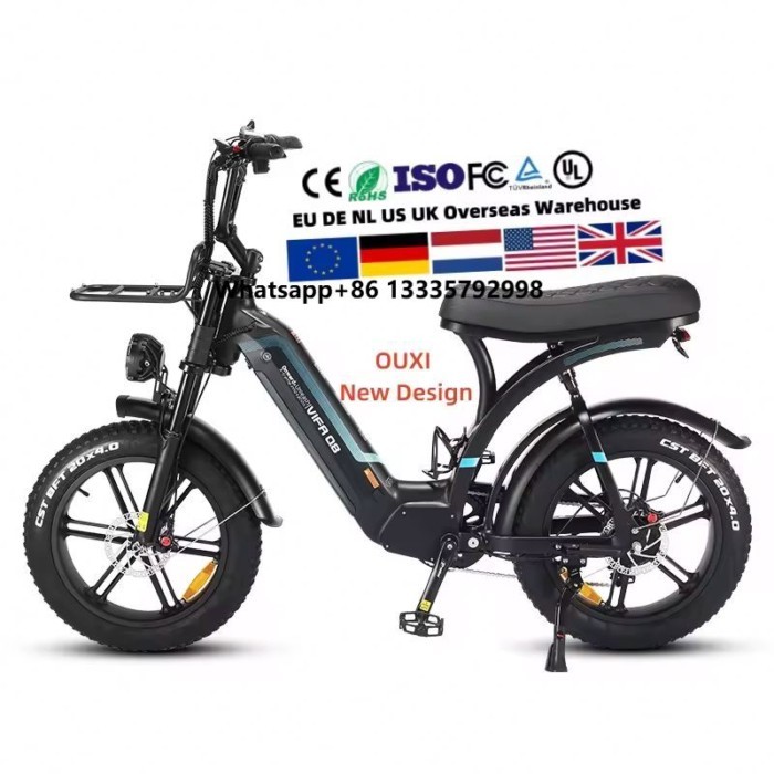 'OUXI Q8 High-End Electric Bicycle Adults 1000W 48V Motor 250W 15AH Fatbike Ebike Aluminum Alloy Fr