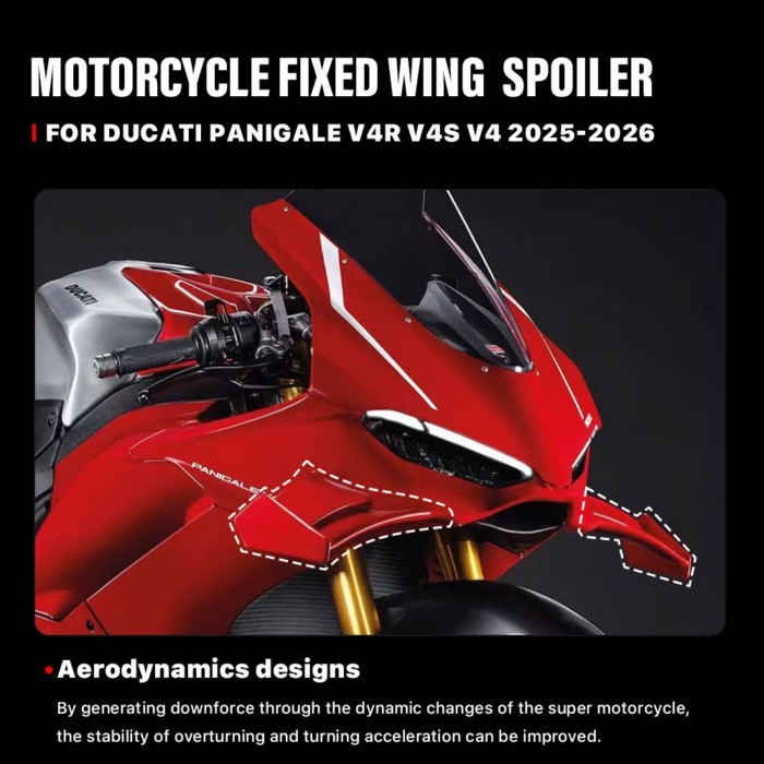 For DUCATI PANIGALE V4 V4S V4R 2025-2026 Motorcycle Fixed Wing Spoiler Front Aerodynamic Wing Side