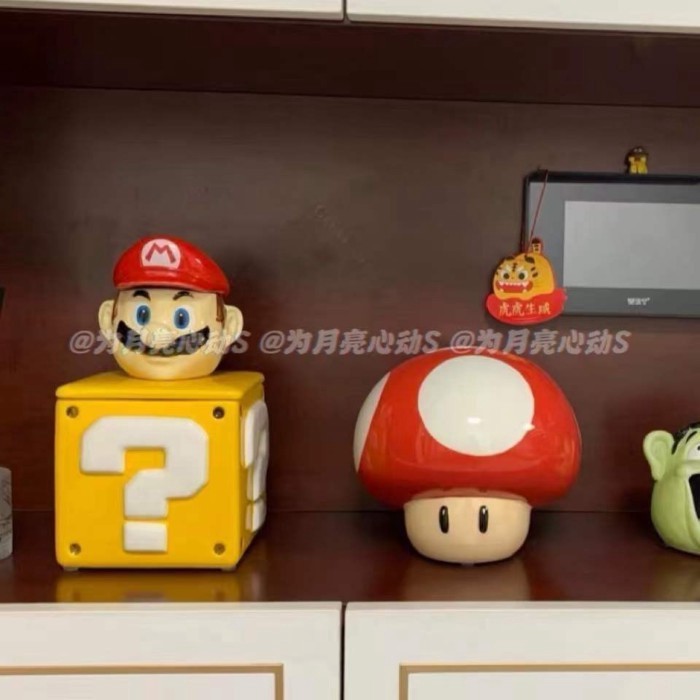 แก้วน้ําเซรามิค Mario ลายการ์ตูนน่ารัก พร้อมฝาปิด ของขวัญ