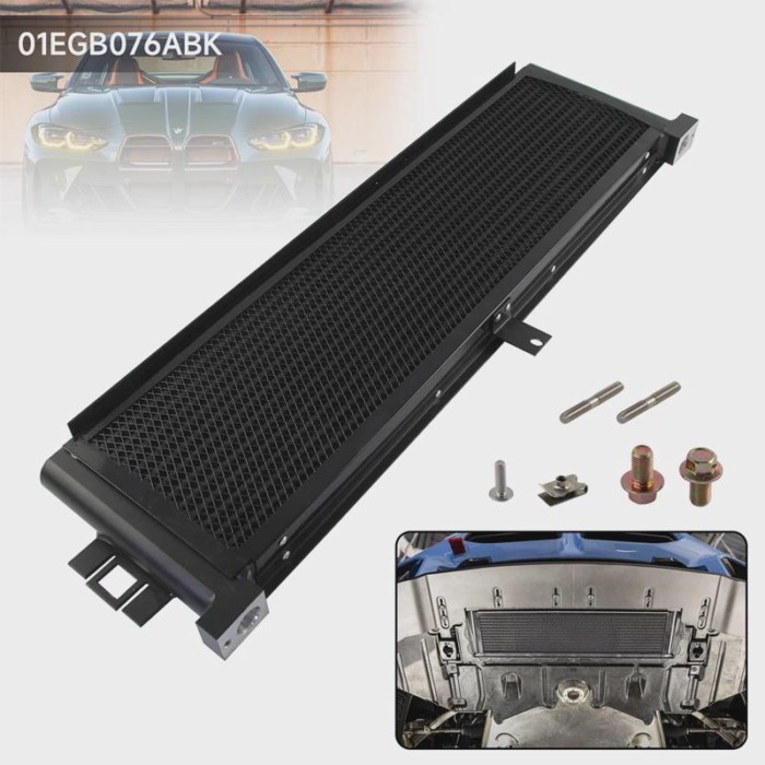 S58 Engine BMW 21-24 G8X M2/M3/M4 Fit Black Aluminum Oil Cooler Upgrade w/Rock Guard & Perf. Bar&Pl