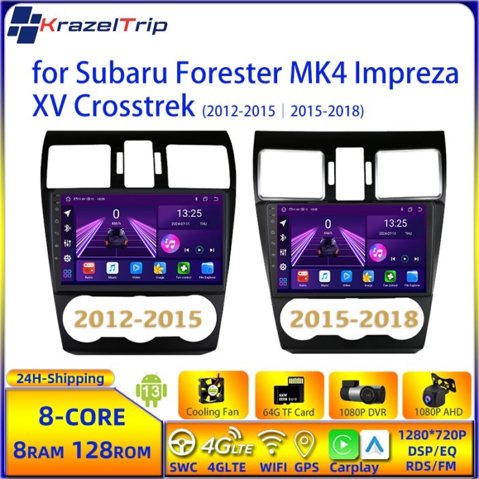 8 Core Car Radio Stereo for Subaru Forester MK4 Impreza XV Crosstrek 2012 - 2015 - 2018 Carplay And