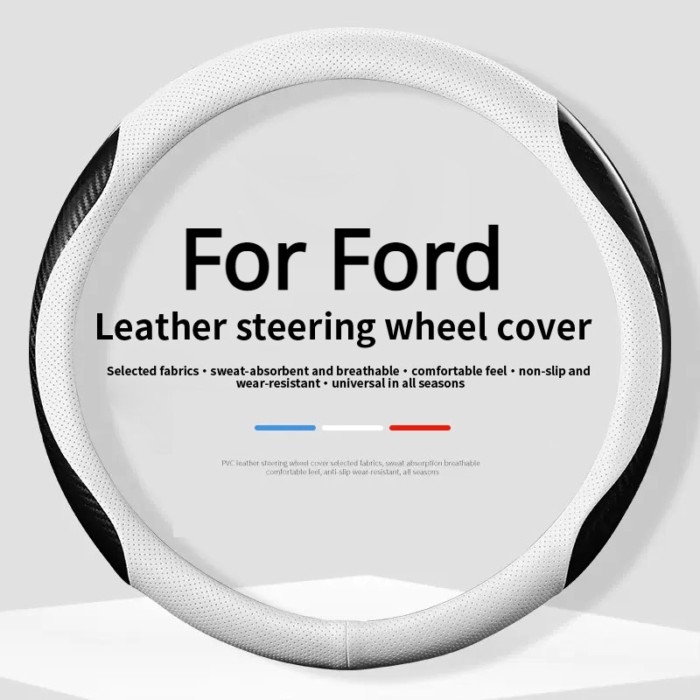 Car Leather Carbon Fiber Non-slip Steering Wheel Cover For Ford Focus Mk3 Mk2 Mk4 Modeo Mk5 Ranger