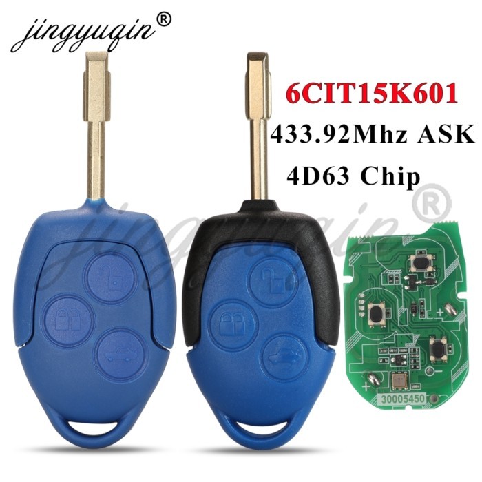 jingyuqin 3 Button Remote Car Key FOB 433MHz 4D63 Chip for Ford Transit WM VM 2006-2014 6C1T15K601A