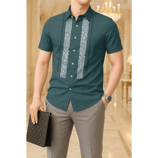Men’s Barong Short Sleeve Shirt – Presko, Colorfast, Pang-Formal at Daily Wear Men Shirt _