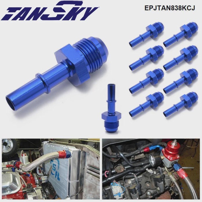 EPMAN 10PCS Universal AN8 Male To 3/8" Male Billet Quick Disconnect Adapter Fittings Aluminum EPJTA