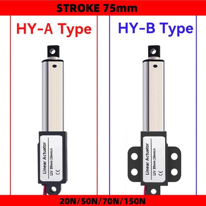 STROKE 75mm DC 12V 24V  Mirco Electric Linear Actuator 20N/50N/70N/150N Motor Controller Mini Eectr
