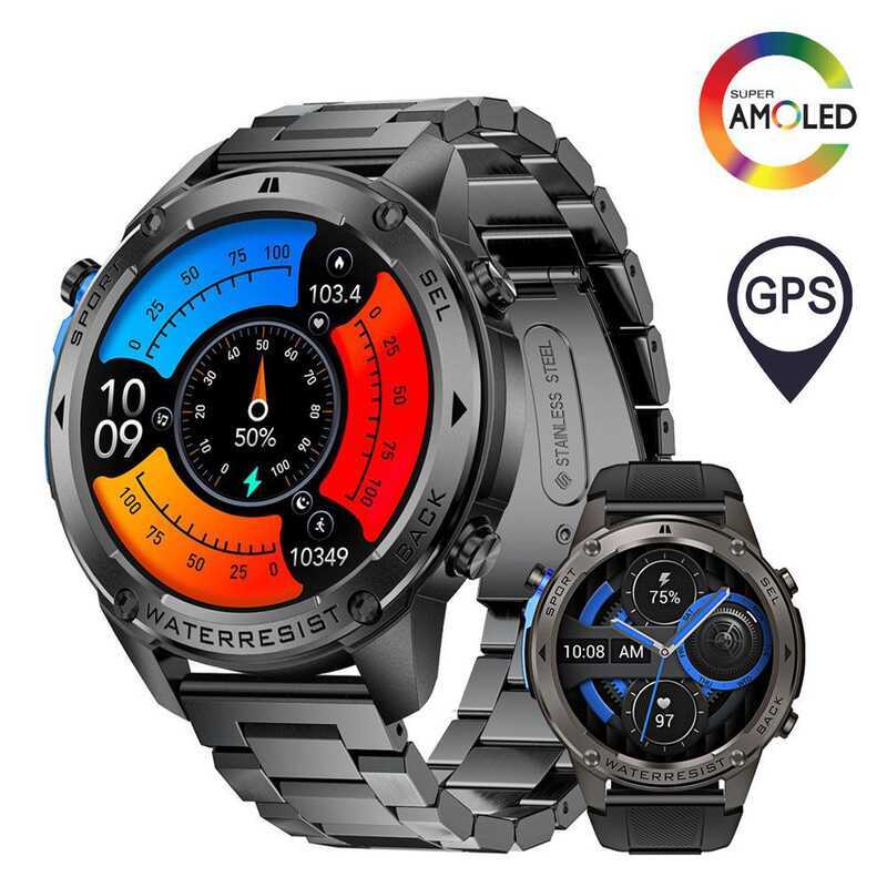 GPS สมาร์ทวอท์ช AMOLED เสมอหน้าจอสว่างความลึกกันน้ํา 5ATM DM56 DM58 DM76