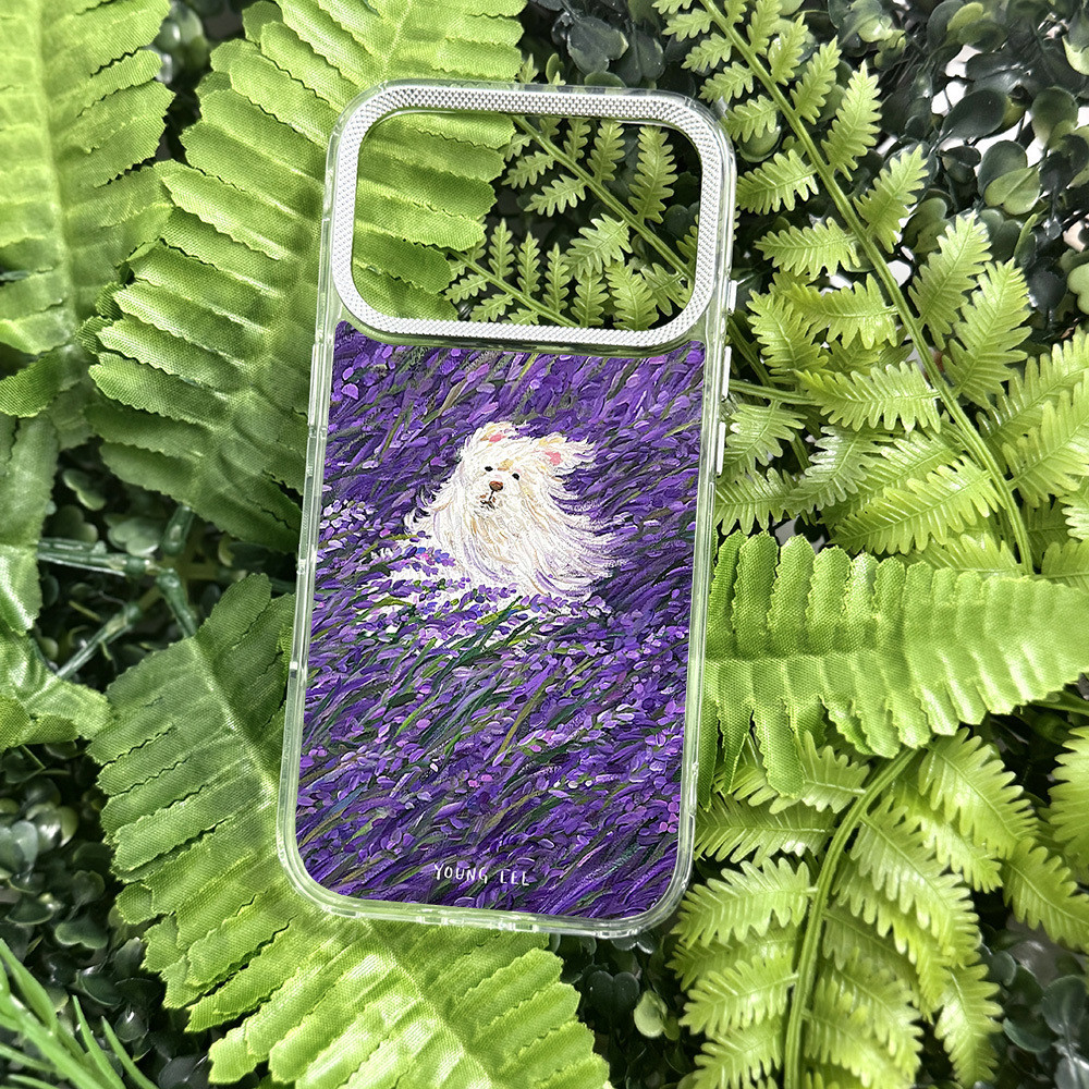 ใหม่สีคมชัดอะคริลิคใสไร้สายชาร์จแม่เหล็กเข้ากันได้สําหรับ ไอโฟน 111213151617Pro Max Lavender Flower 