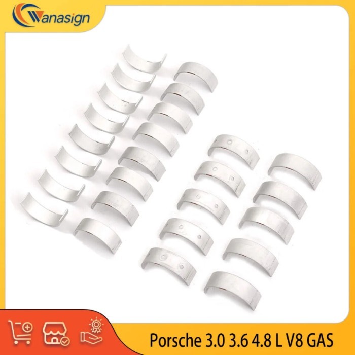 AUTO ENGINE PARTS Crankshaft Main & Con Rod Bearings Set For Porsche 3.0L 3.6L 4.8L V8 GAS 92A 970