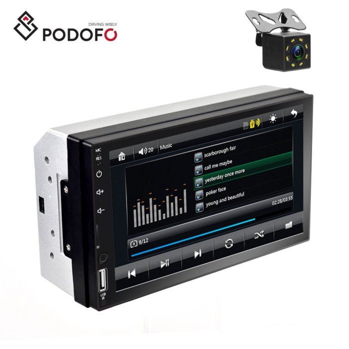 Podofo Car Radio 2Din Stereo 7'' Autoradio Touch Screen Autoestereo with Carplay Voice Control BT U