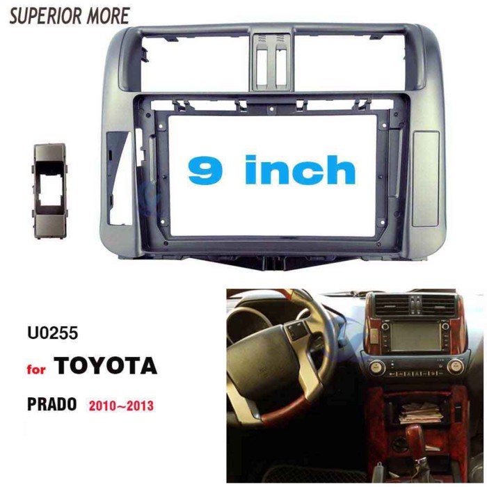 2 Din 9 Inch Car Radio Plastic Fascia Plane Frame for TOYOTA Prado TXL 2010-2013 Installation DVD G