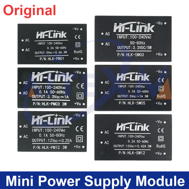 Mini Power Supply โมดูล HLK-PM01 HLK-PM03 HLK-PM12 AC-DC 220V ถึง 5V/3.3V/12V 5W HLK-5M05 อัจฉริยะใน