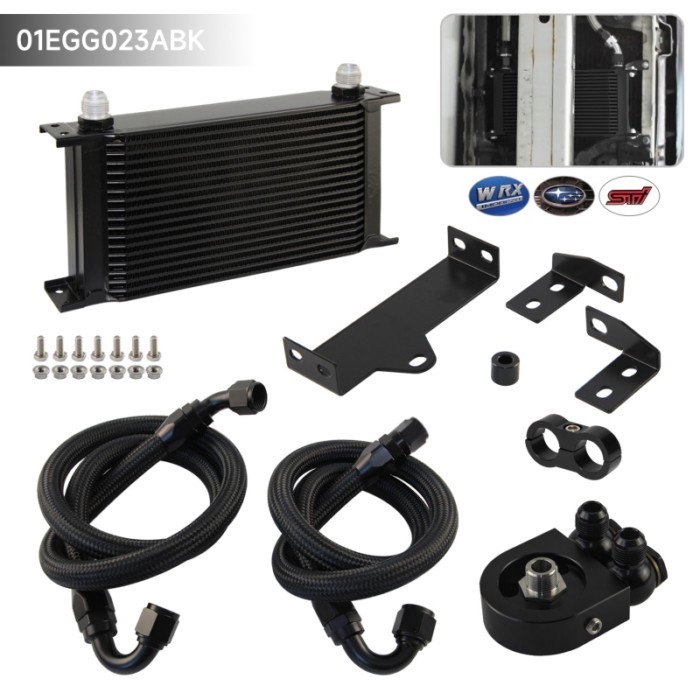 Aluminum 19 Row AN10 Oil Cooler + Filter Adapter Hose Kit For Subaru Impreza WRX / STi EJ255 EJ257