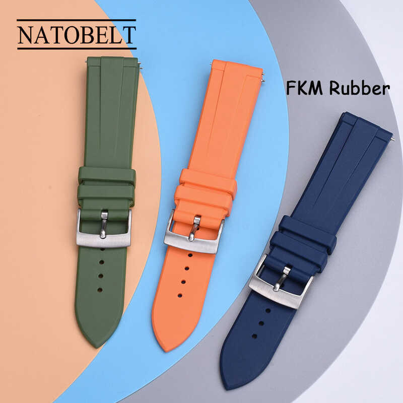 C New FKM Rubber Watchband Universal Strap Watch 22Mm 22Mm Quick Release Pin Watch Strap Waterproof